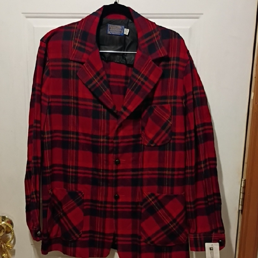 Pendleton Red and Black Plaid Jacket - image 1